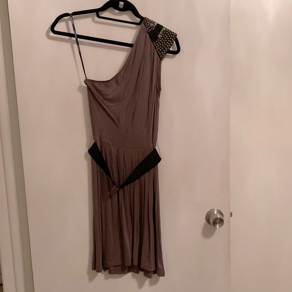 BEBE One Shoulder Sequin Studded Dress